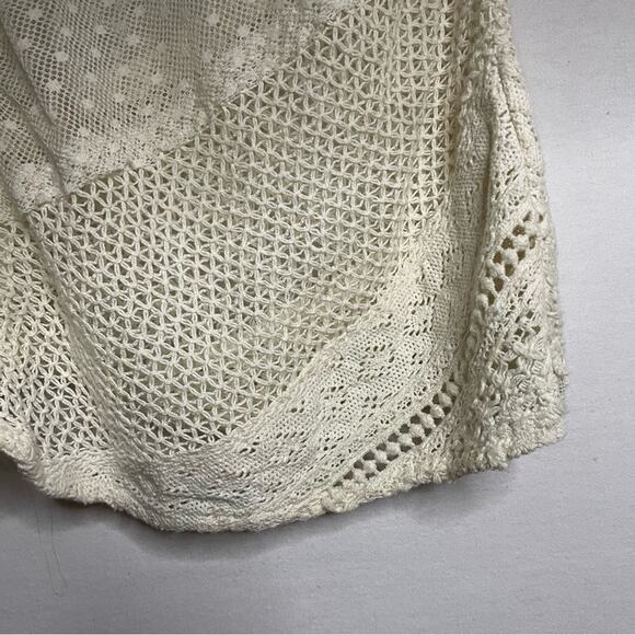 Sundance Cream Lace for Days Crochet Semi-Sheer Long Sleeve Knit Top Sz M - Picture 9 of 11
